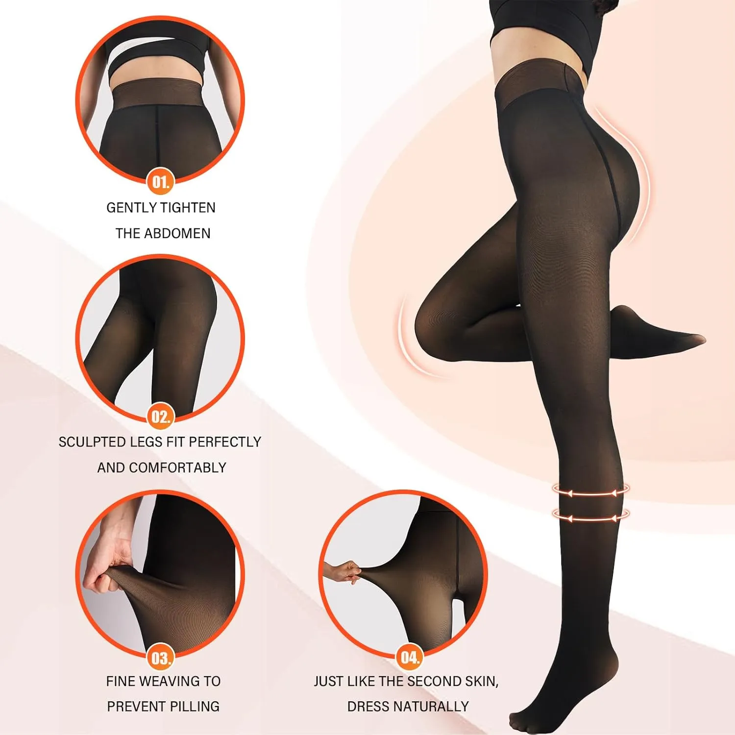 2 Pack Fleece Lined Tights Sheer Winter - Fake Translucent Tights Winter Thick Warm Pantyhose Sheer Women Leggings