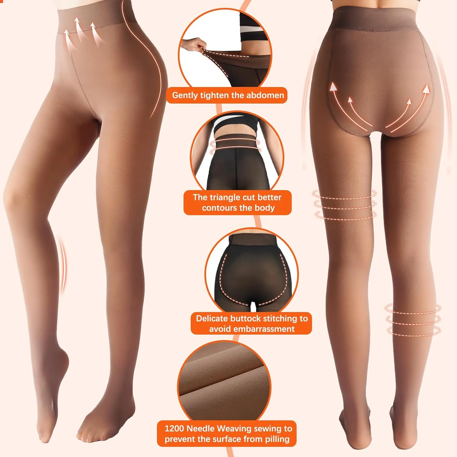 2 Pack Fleece Lined Tights Sheer Winter - Fake Translucent Tights Winter Thick Warm Pantyhose Sheer Women Leggings