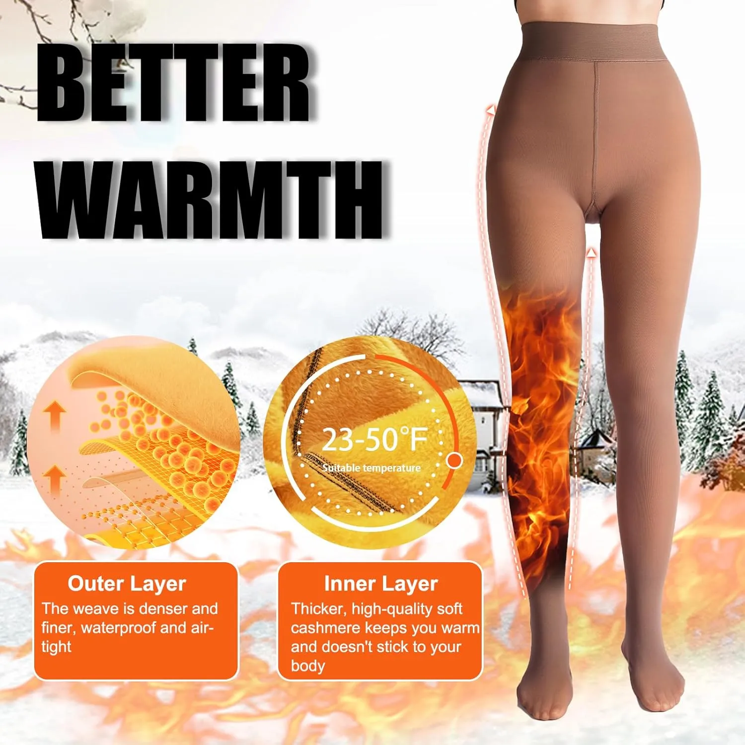 2 Pack Fleece Lined Tights Sheer Winter - Fake Translucent Tights Winter Thick Warm Pantyhose Sheer Women Leggings