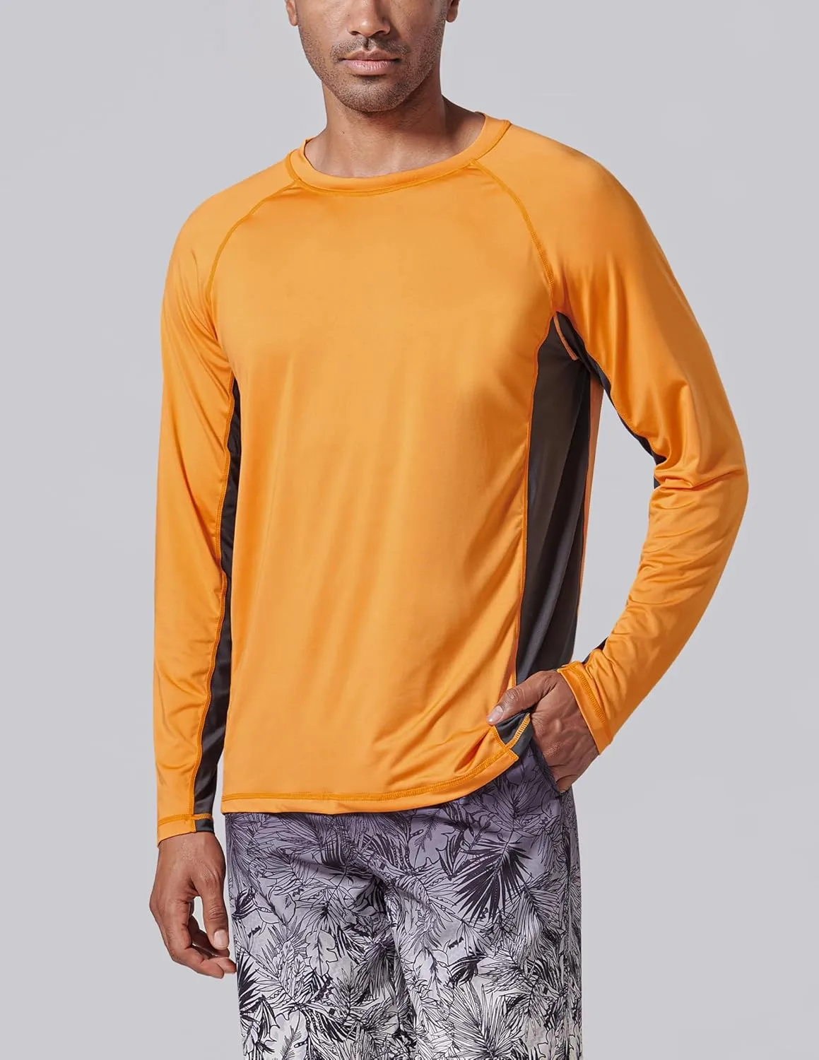 2 Pack Men's Sun Protection Long Sleeve Swim Shirts UPF 50  Loose Fit Rash Guards Fishing Quick Dry Clothing