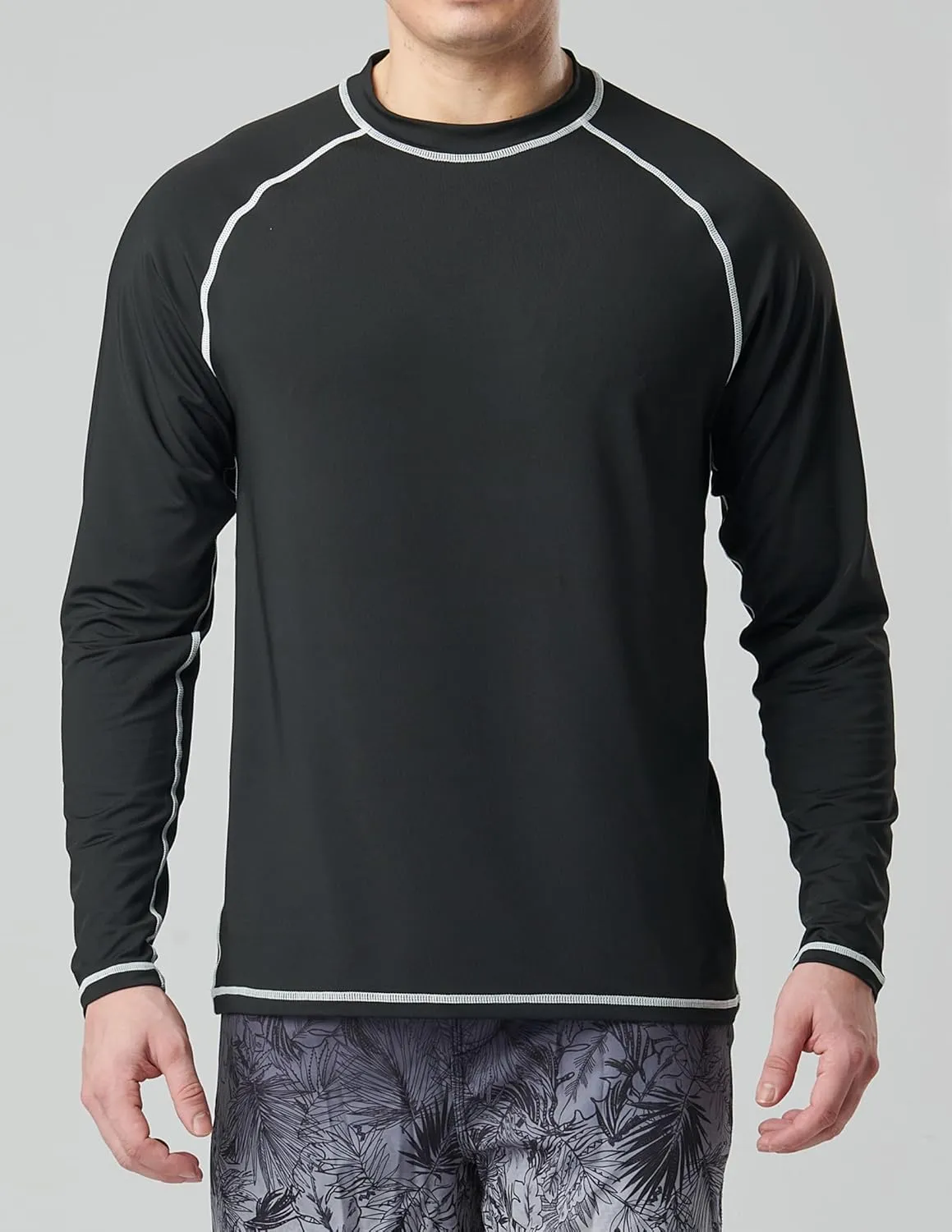 2 Pack Men's Sun Protection Long Sleeve Swim Shirts UPF 50  Loose Fit Rash Guards Fishing Quick Dry Clothing