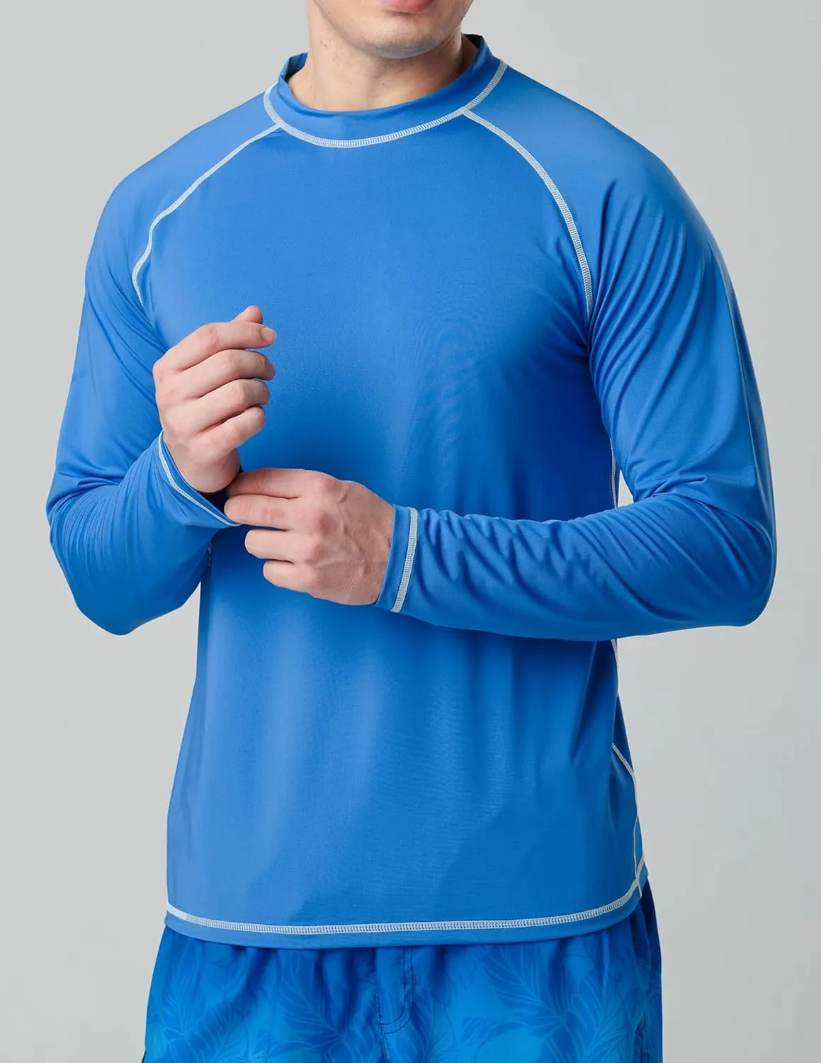 2 Pack Men's Sun Protection Long Sleeve Swim Shirts UPF 50  Loose Fit Rash Guards Fishing Quick Dry Clothing