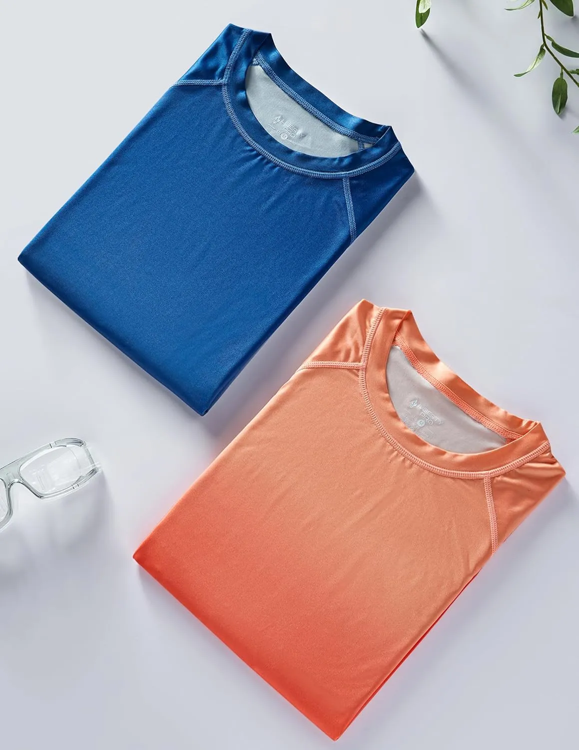 2 Pack Men's Sun Protection Long Sleeve Swim Shirts UPF 50  Loose Fit Rash Guards Fishing Quick Dry Clothing
