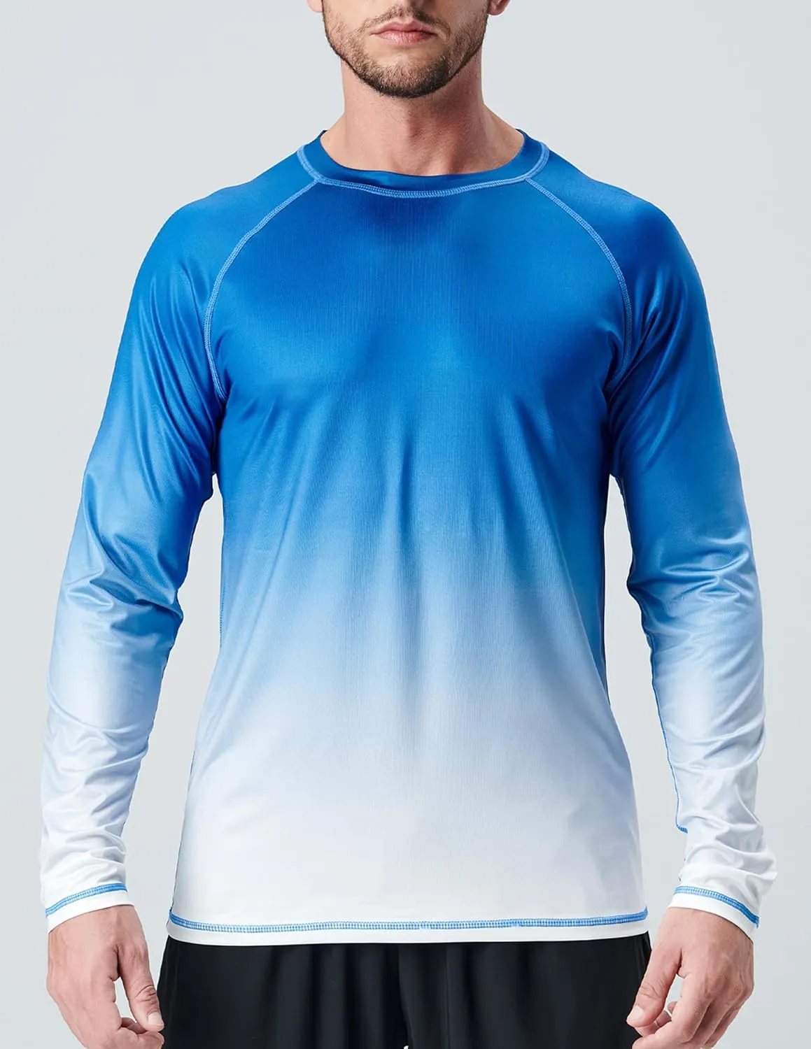 2 Pack Men's Sun Protection Long Sleeve Swim Shirts UPF 50  Loose Fit Rash Guards Fishing Quick Dry Clothing