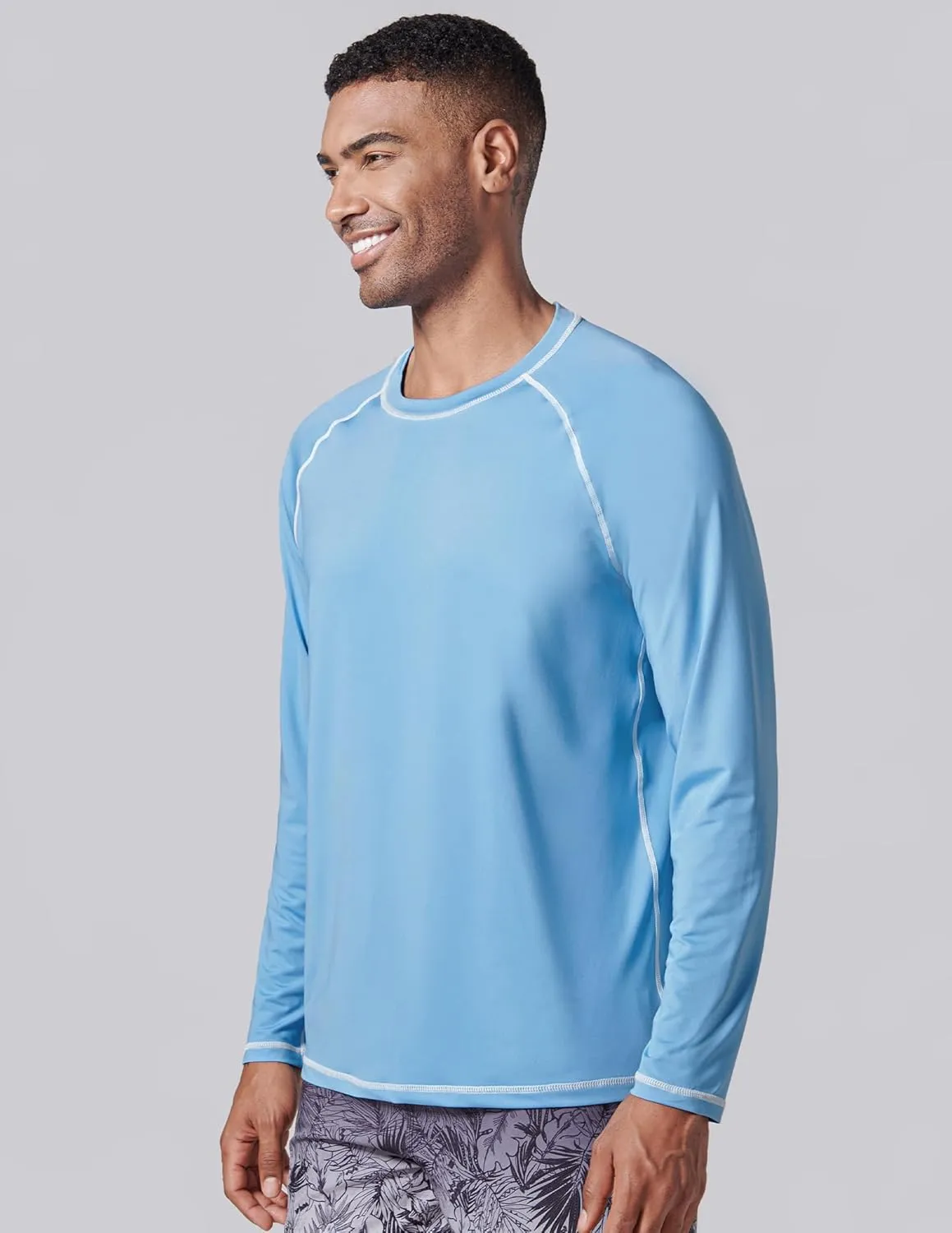2 Pack Men's Sun Protection Long Sleeve Swim Shirts UPF 50  Loose Fit Rash Guards Fishing Quick Dry Clothing