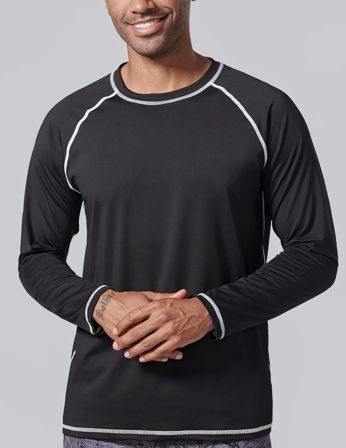 2 Pack Men's Sun Protection Long Sleeve Swim Shirts UPF 50  Loose Fit Rash Guards Fishing Quick Dry Clothing