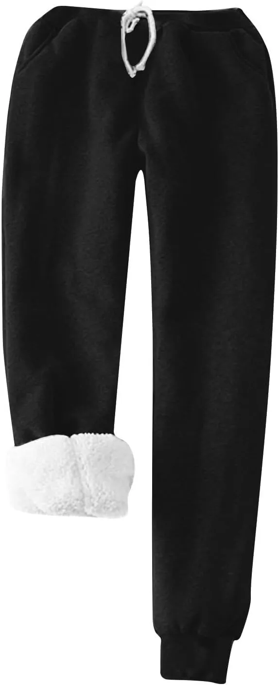 2 PCS Outfits Womens Fleece Sherpa Lined Sweatsuits Funny Long Sleeve Tops and Sweat Pants Winter Warm Tracksuit Set