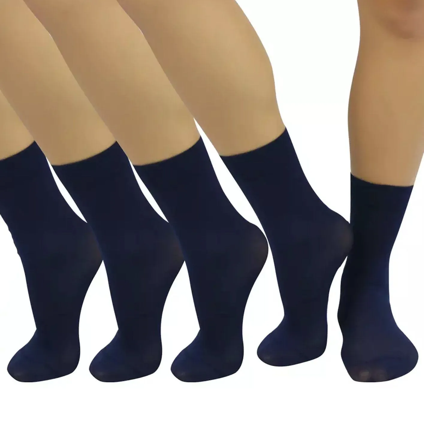 6-Pair: Ankle High Opaque Nylon Trouser Socks