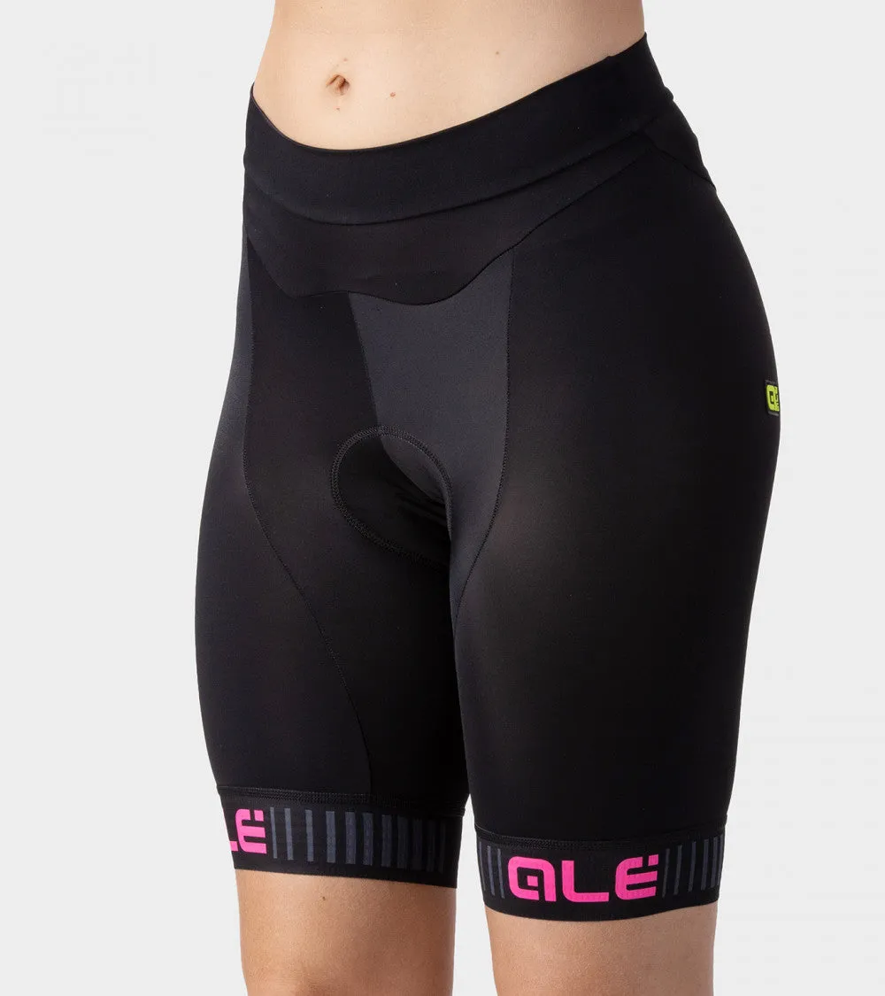 ALE SOLID TRAGUARDO LADY SHORTS BLACK-FLUO PINK 單車褲