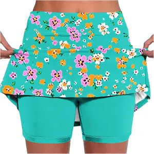 Athletic Skirt with Shorts Womens Floral Print Tennis Skirts with Pocket High Waisted Tummy Control Golf Skort