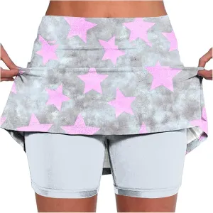 Athletic Skirt with Shorts Womens Floral Print Tennis Skirts with Pocket High Waisted Tummy Control Golf Skort