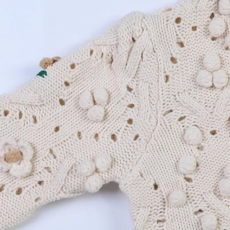 Autumn Embroidered Floral Knit Sweater