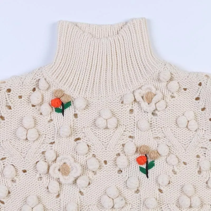 Autumn Embroidered Floral Knit Sweater