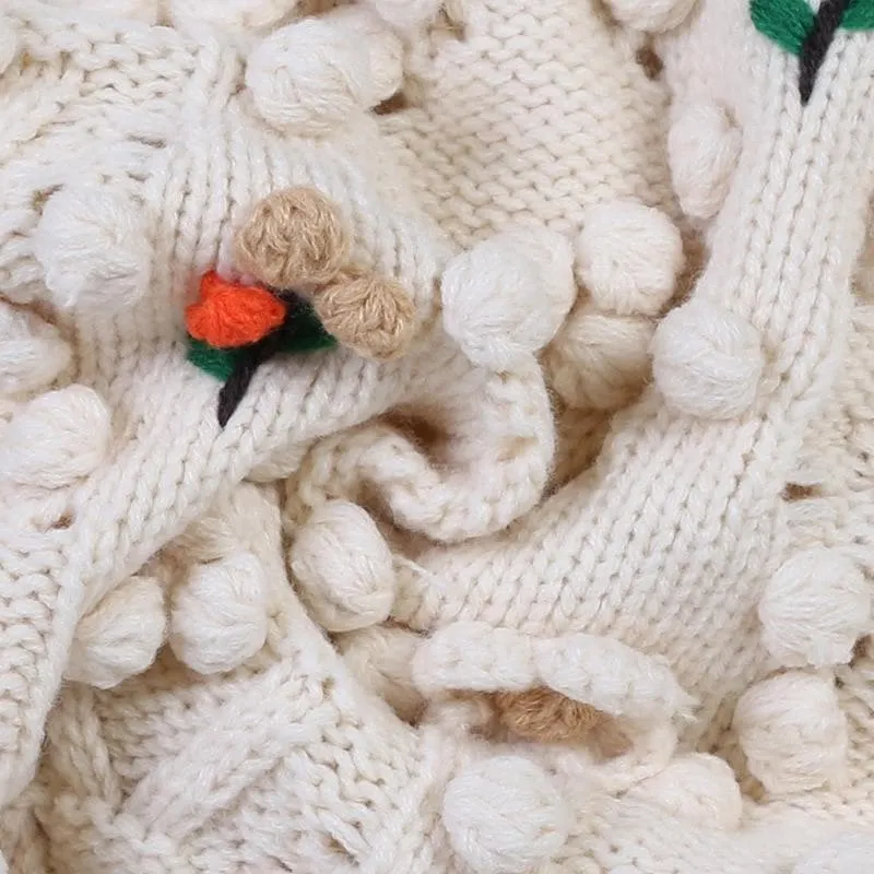 Autumn Embroidered Floral Knit Sweater