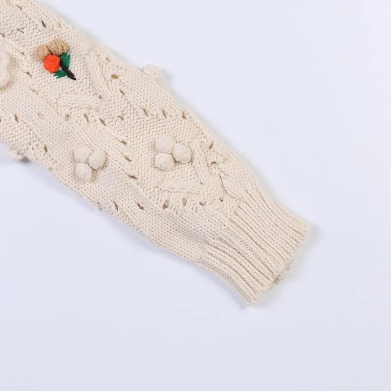 Autumn Embroidered Floral Knit Sweater