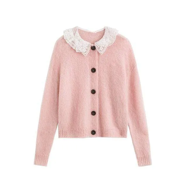 Autumn Lace Collar Mohair Sweater