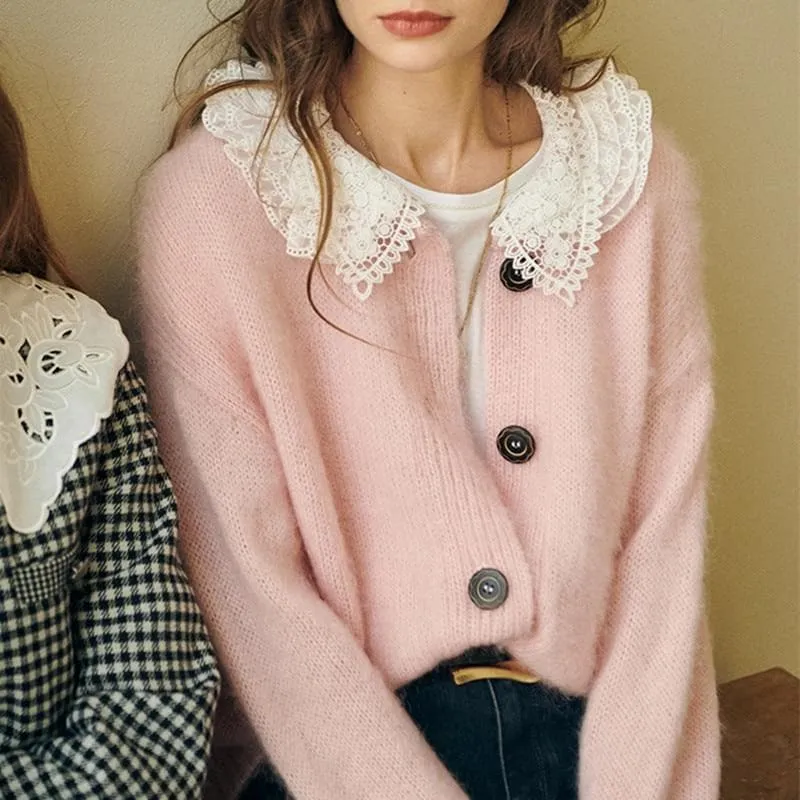 Autumn Lace Collar Mohair Sweater