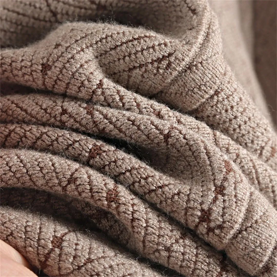 Autumn Winter Women Knitted Pleated Skirts Elegant Thick Warm A Line Long Midi Sweater Skirts