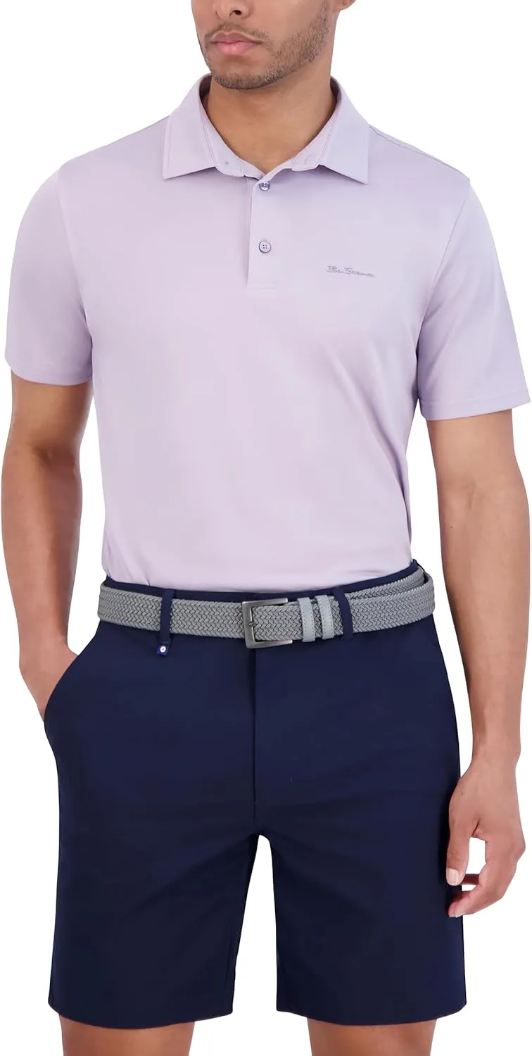 Ben Sherman Men's Pique Golf Sport Athletic Fit, UPF , Moisture-Wicking, Odor Resistant, Casual Shirt