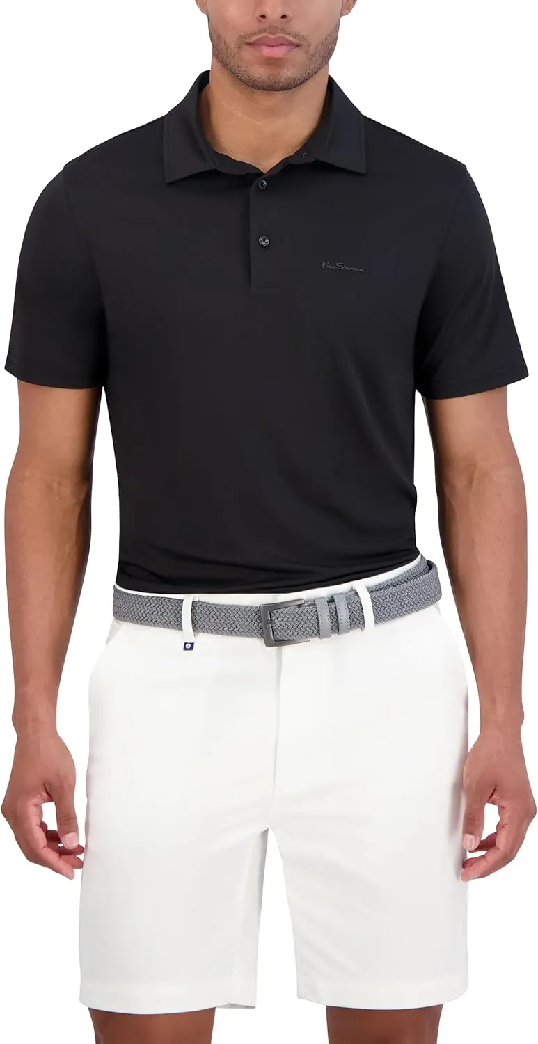 Ben Sherman Men's Pique Golf Sport Athletic Fit, UPF , Moisture-Wicking, Odor Resistant, Casual Shirt