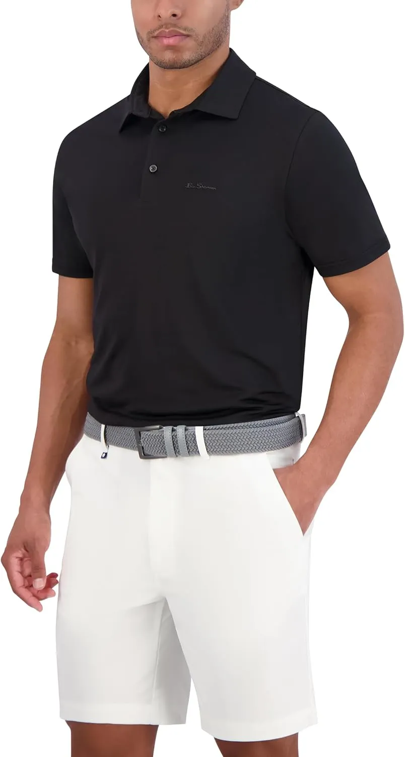 Ben Sherman Men's Pique Golf Sport Athletic Fit, UPF , Moisture-Wicking, Odor Resistant, Casual Shirt