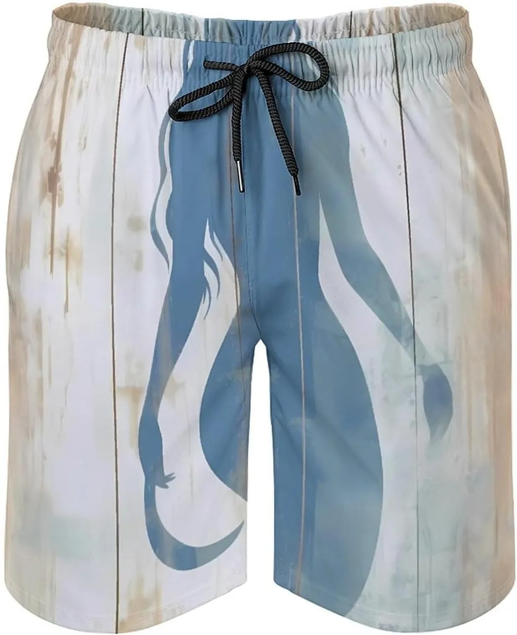 Blue Mermaid On Wood Men's Swim Trunks Quick Dry Bathing Suit Swimming Board Shorts Beach Swimwear