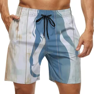 Blue Mermaid On Wood Men's Swim Trunks Quick Dry Bathing Suit Swimming Board Shorts Beach Swimwear