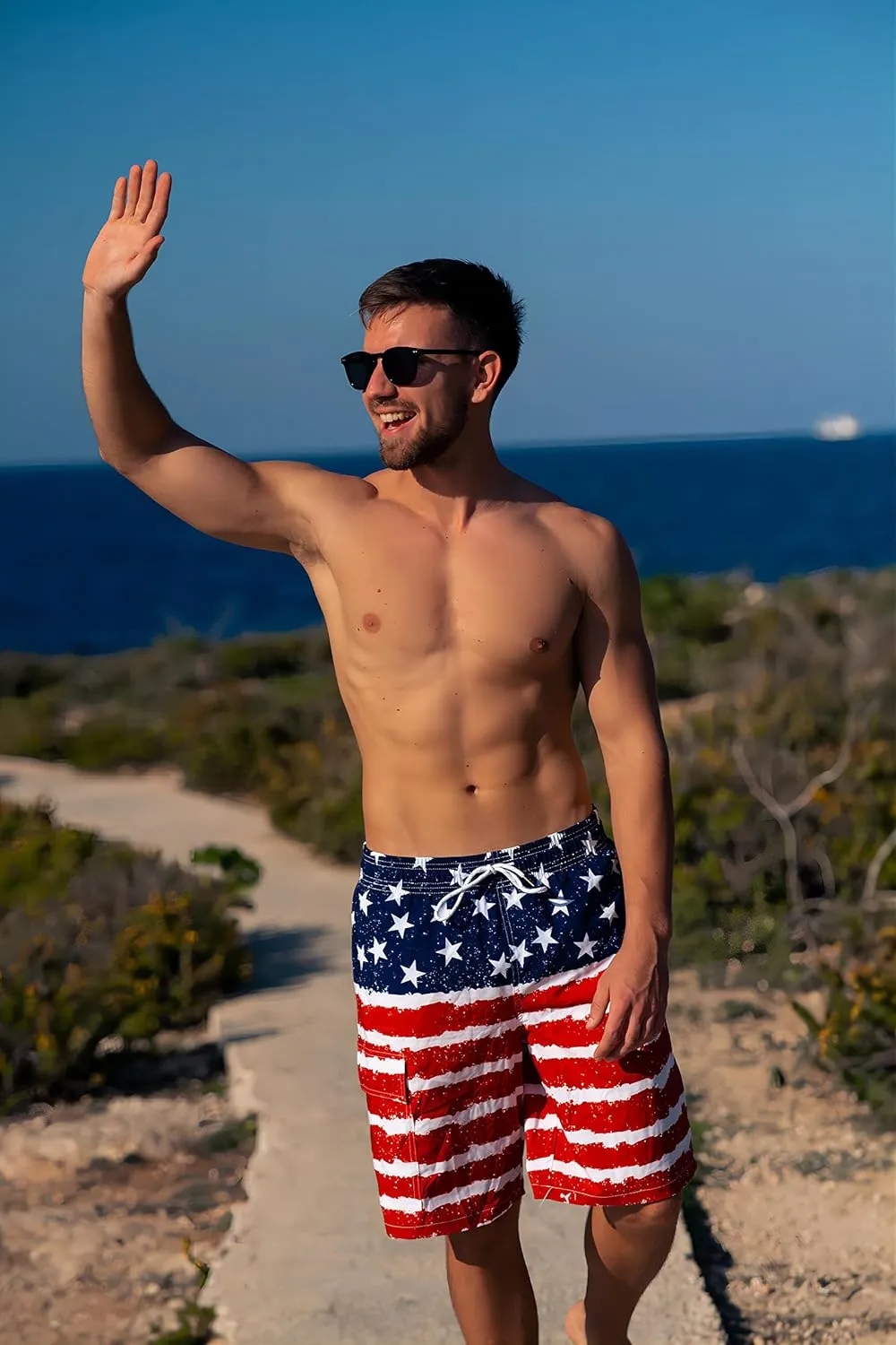 BRISIRA Mens Swim Trunks 9 Inch Inseam Board Shorts with Compression Liner Swimsuit Bathing Suit Quick Dry Cargo Pocket