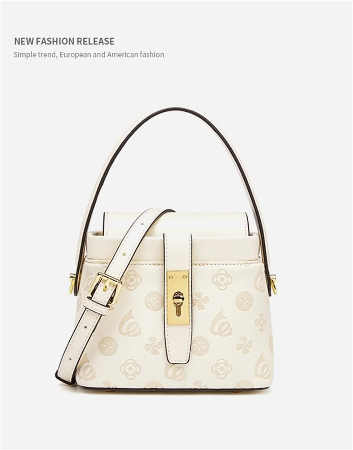 Bucket Bag, Niche Design Premium Sense Fashion Trend Women's Bag, Shoulder Bag (Creamy-white)