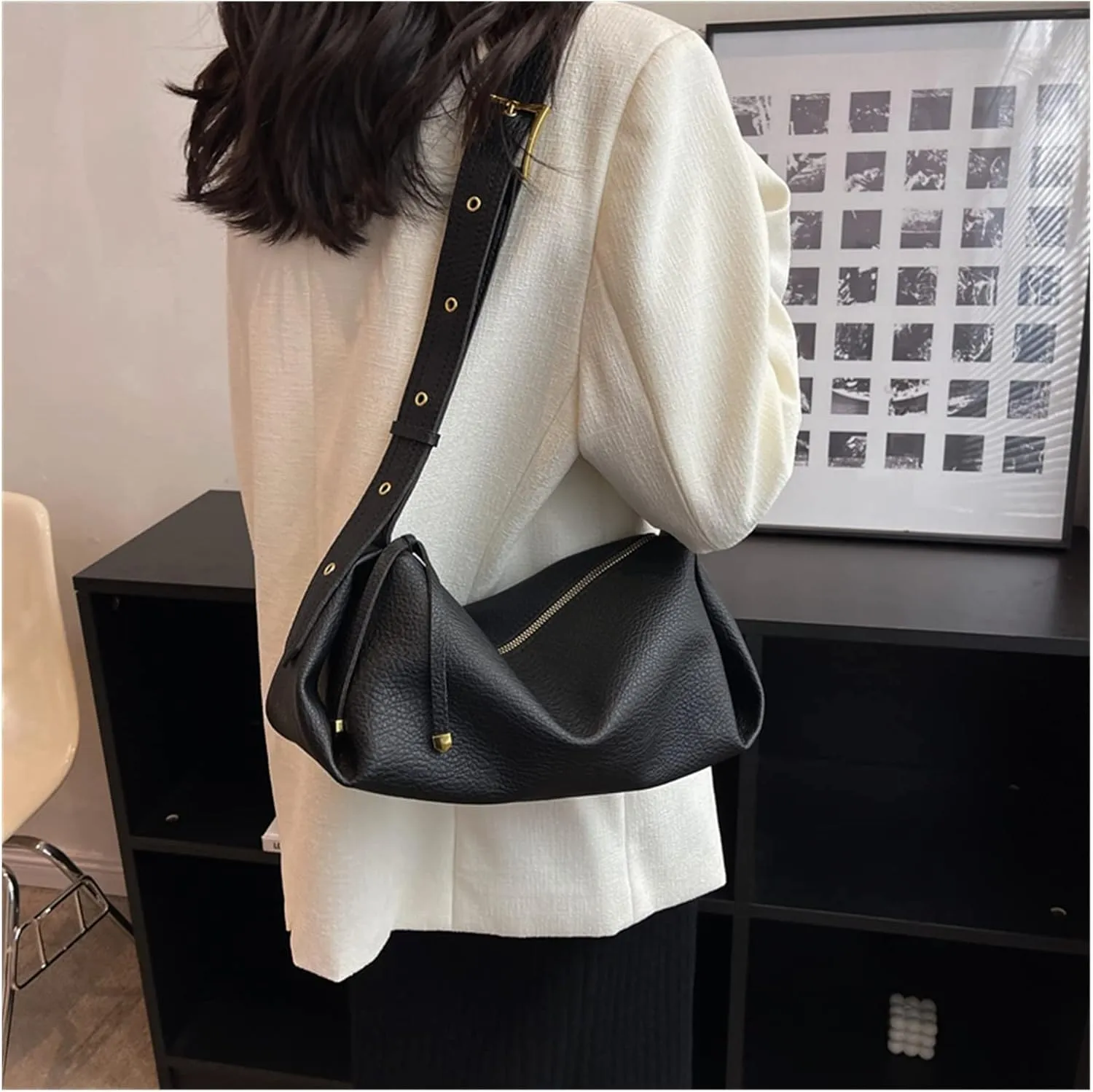Bucket Bags For Women Trend Vintage Design Leather Zipper Crossoby Handbags And Purses For Women