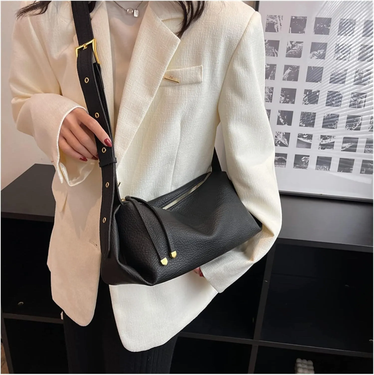 Bucket Bags For Women Trend Vintage Design Leather Zipper Crossoby Handbags And Purses For Women