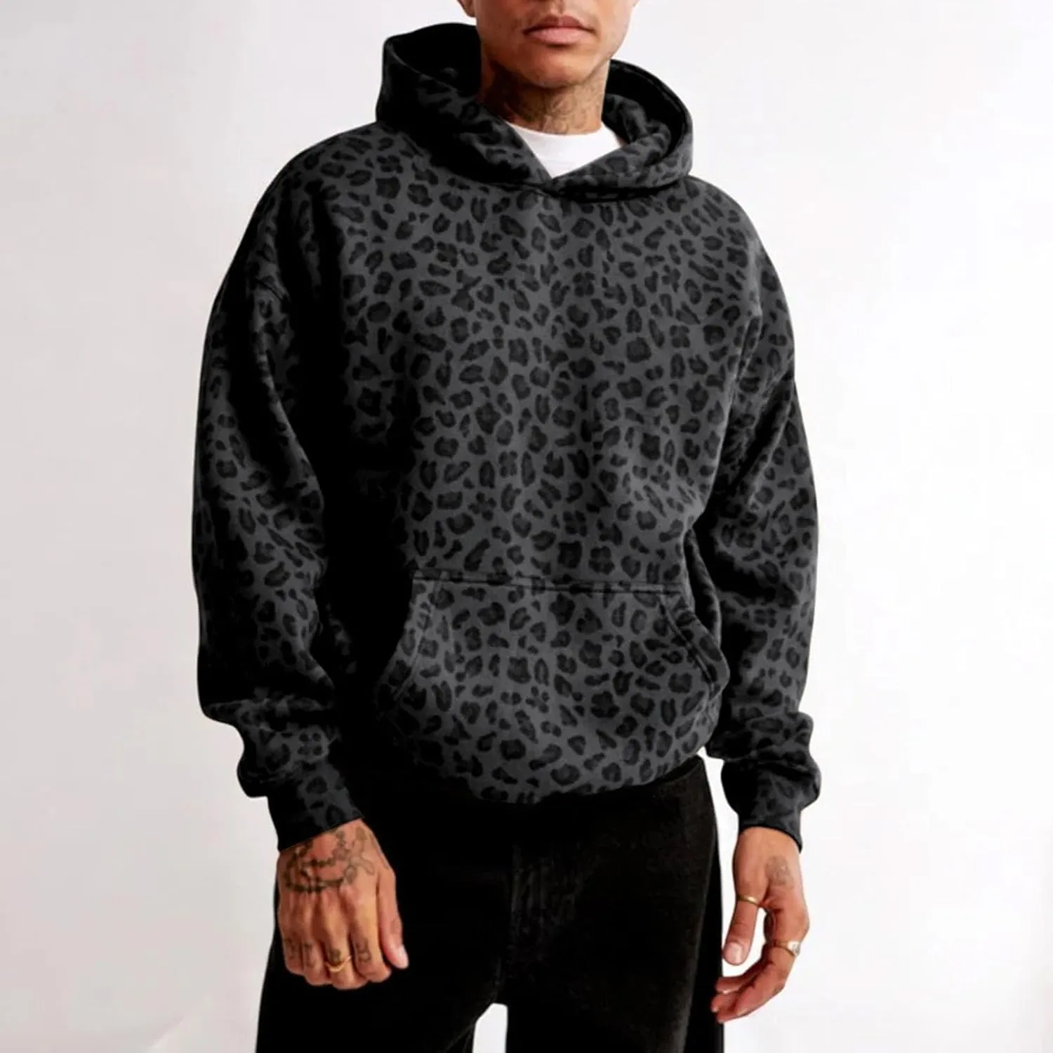 Camo Hoodie Womens Maple Leaf Graphic Fleece Hooded Sweatshirt Oversized Hoodies For Women Trendy Cute Leopard Print Tops