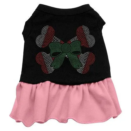 Candy Cane Crossbones Rhinestone Dress Black with Pink Lg (14)