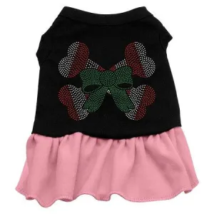 Candy Cane Crossbones Rhinestone Dress Black with Pink Lg (14)