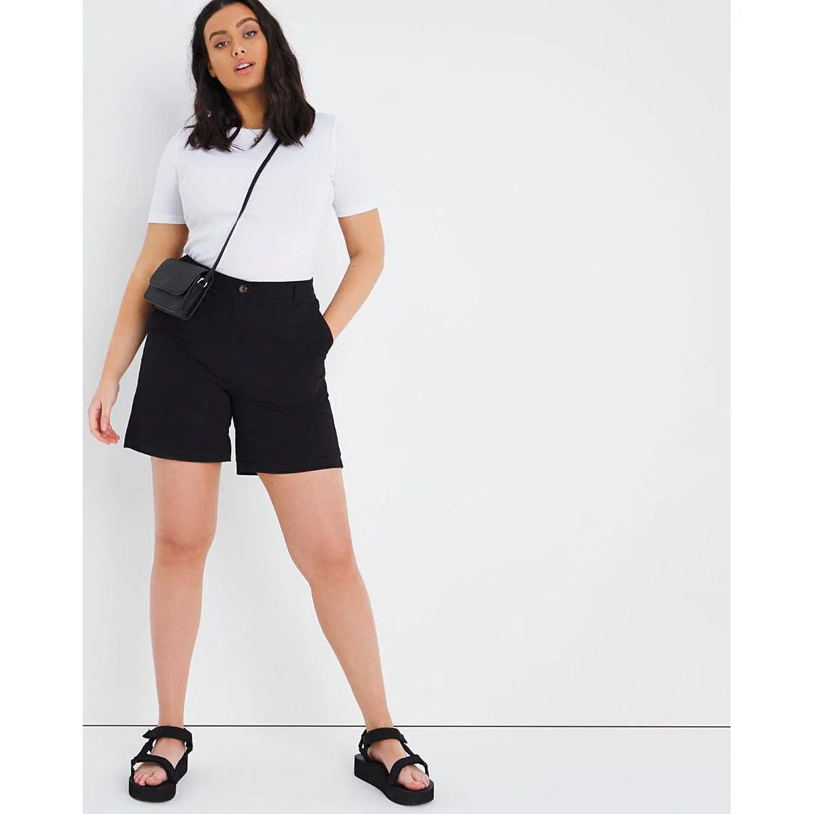 Capsule Black Cotton Rich Stretch Chino Shorts