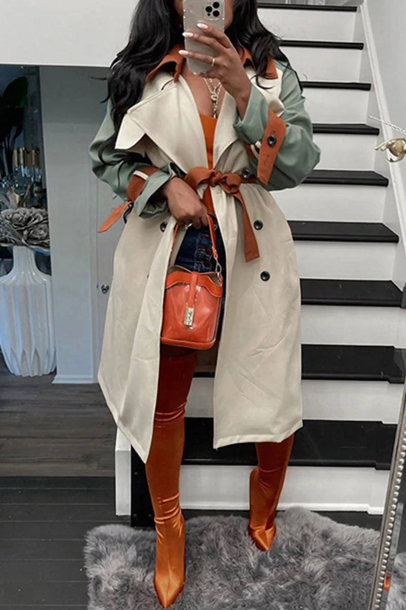 Casual Elegant Solid Make Old With Belt Turndown Collar Outerwear