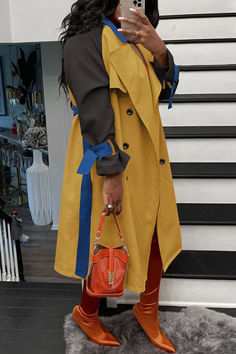 Casual Elegant Solid Make Old With Belt Turndown Collar Outerwear