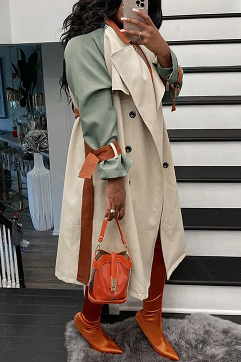 Casual Elegant Solid Make Old With Belt Turndown Collar Outerwear