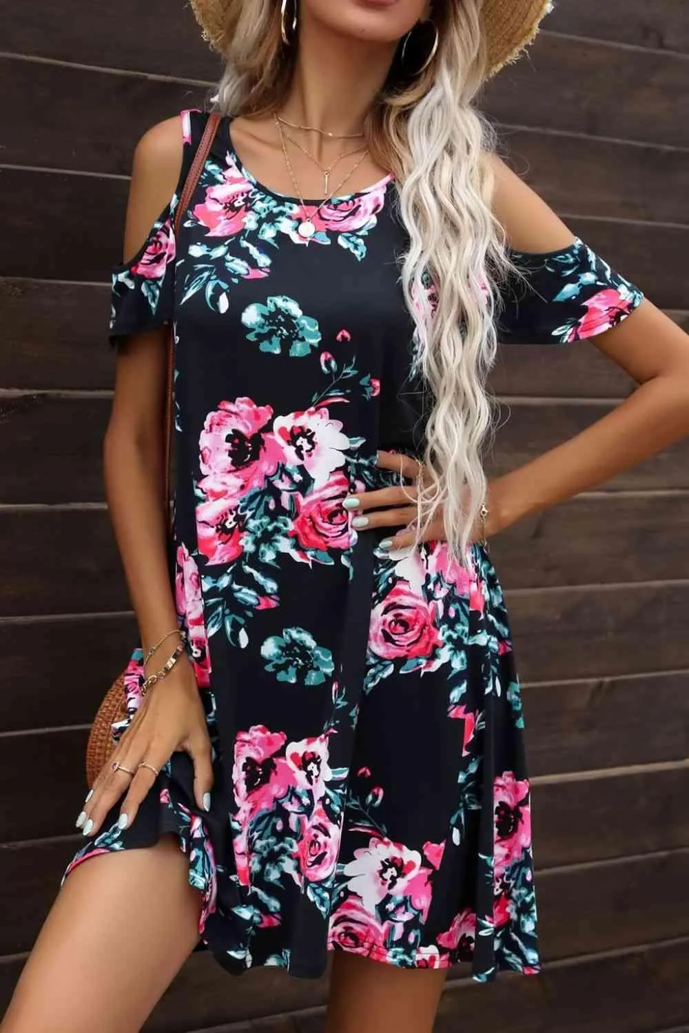 Casually Feminine Cold Shoulder Mini Dress
