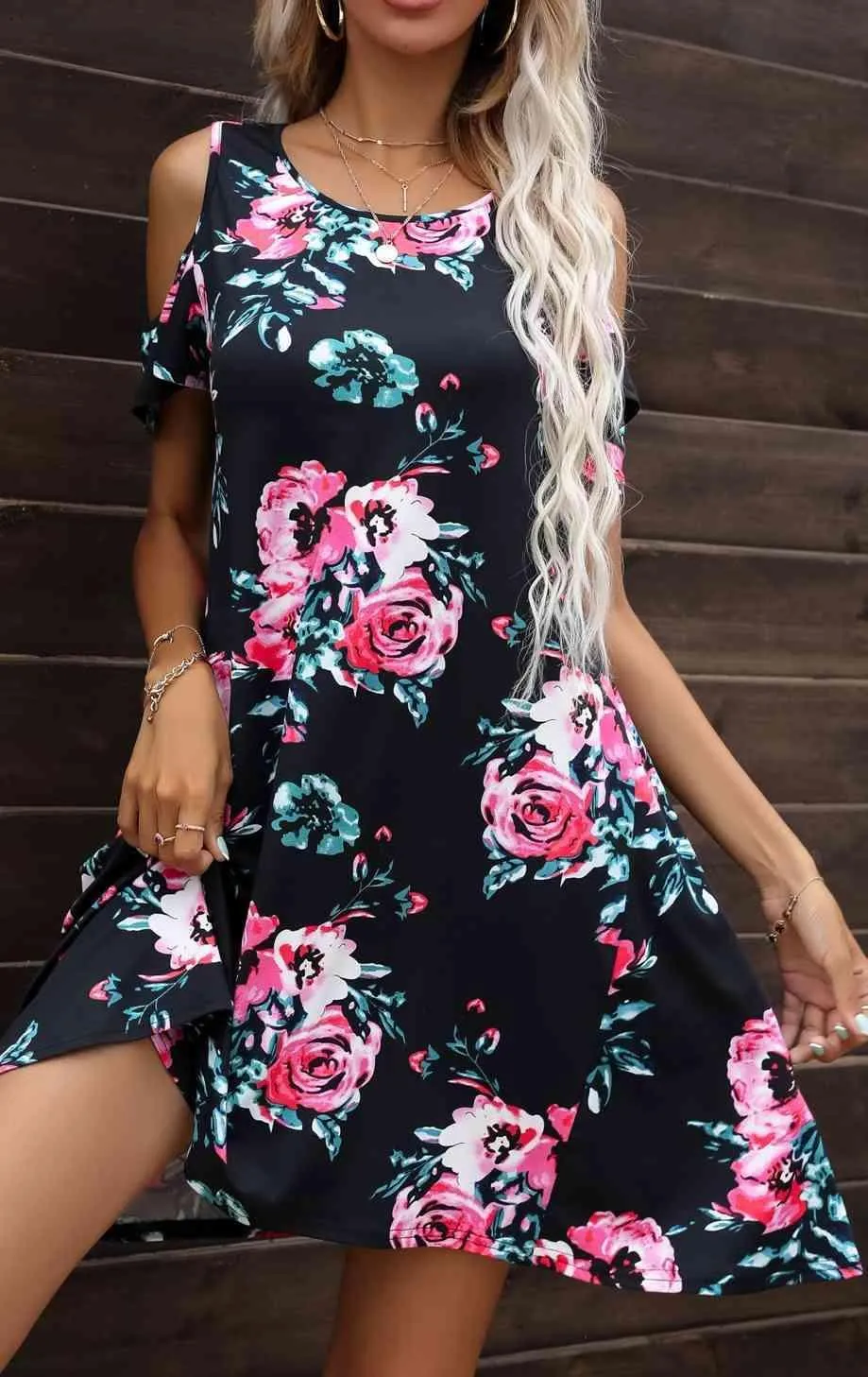 Casually Feminine Cold Shoulder Mini Dress