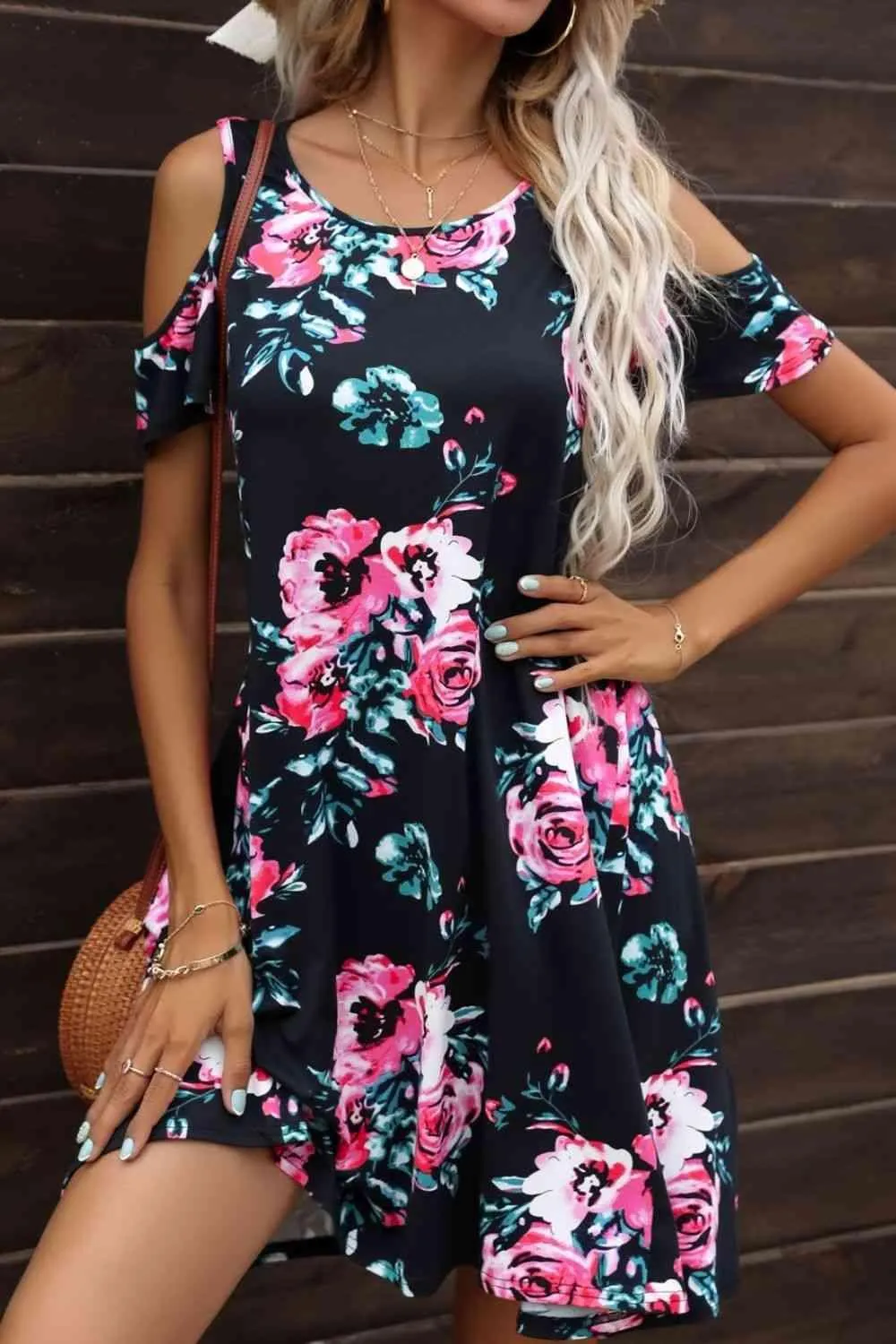 Casually Feminine Cold Shoulder Mini Dress