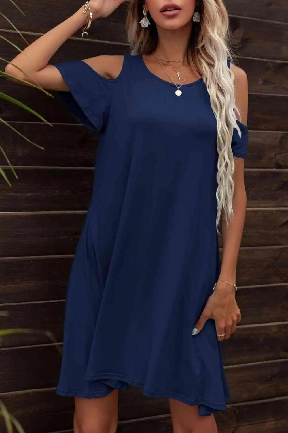 Casually Feminine Cold Shoulder Mini Dress