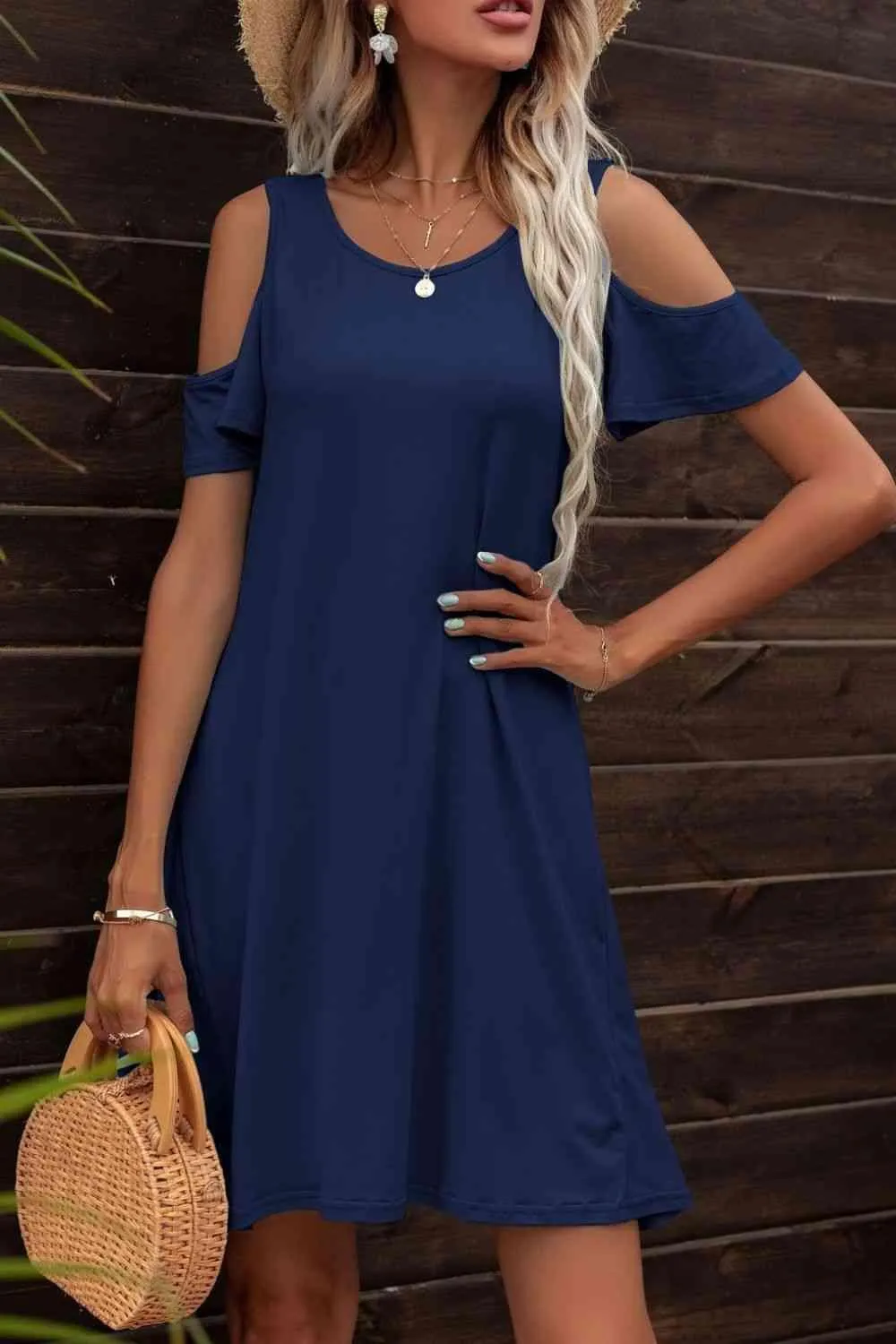 Casually Feminine Cold Shoulder Mini Dress