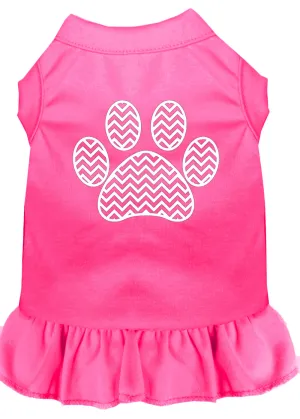 Chevron Paw Screen Print Dress Bright Pink Xxxl