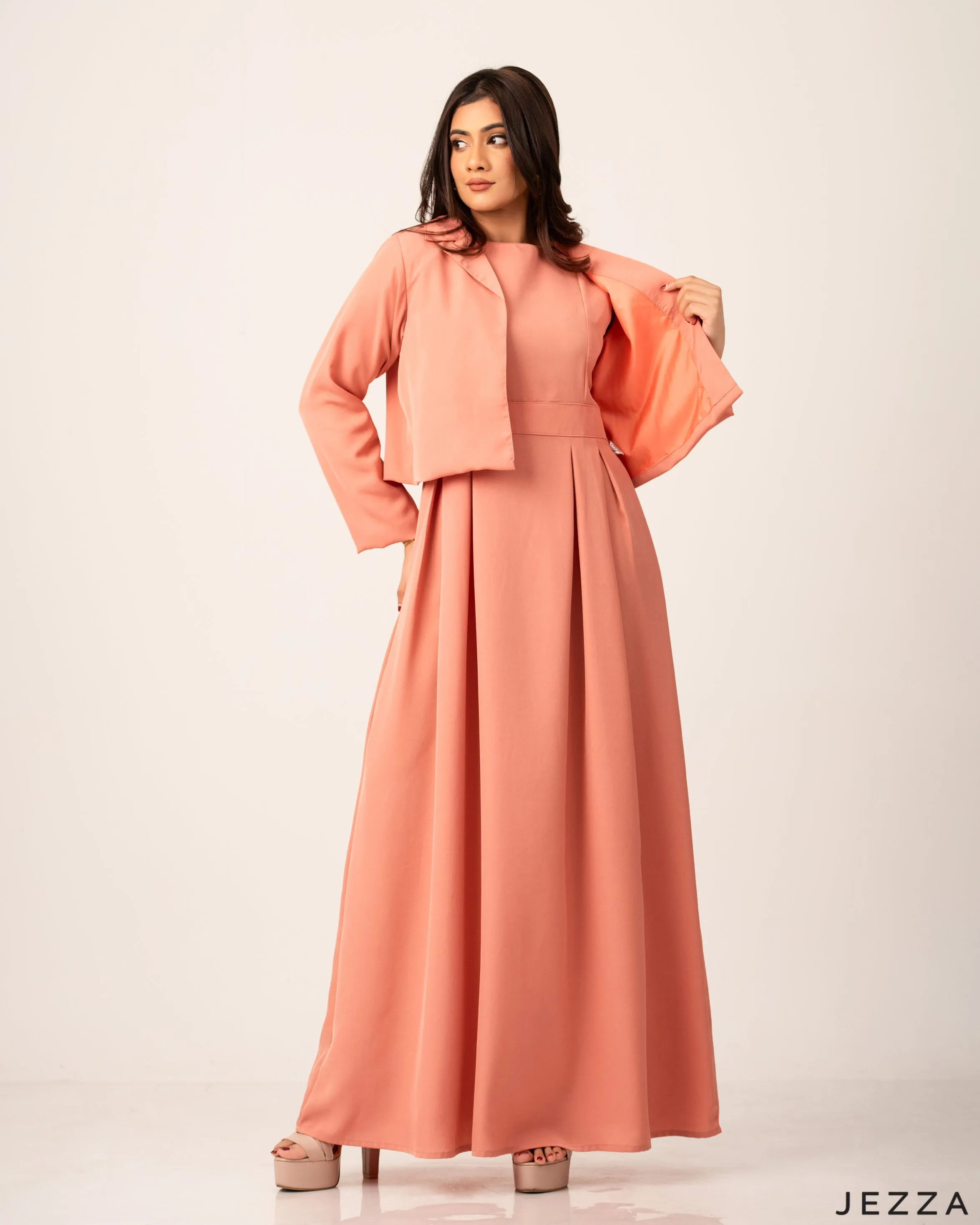 Chic Polyester Dress Jacket Set 58921