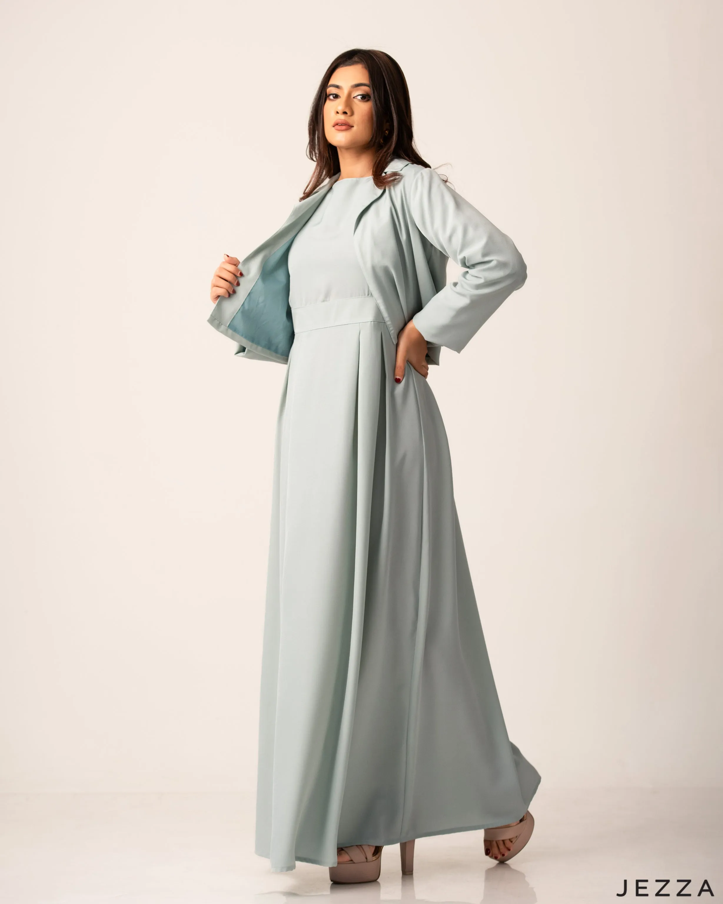 Chic Polyester Dress Jacket Set 58923