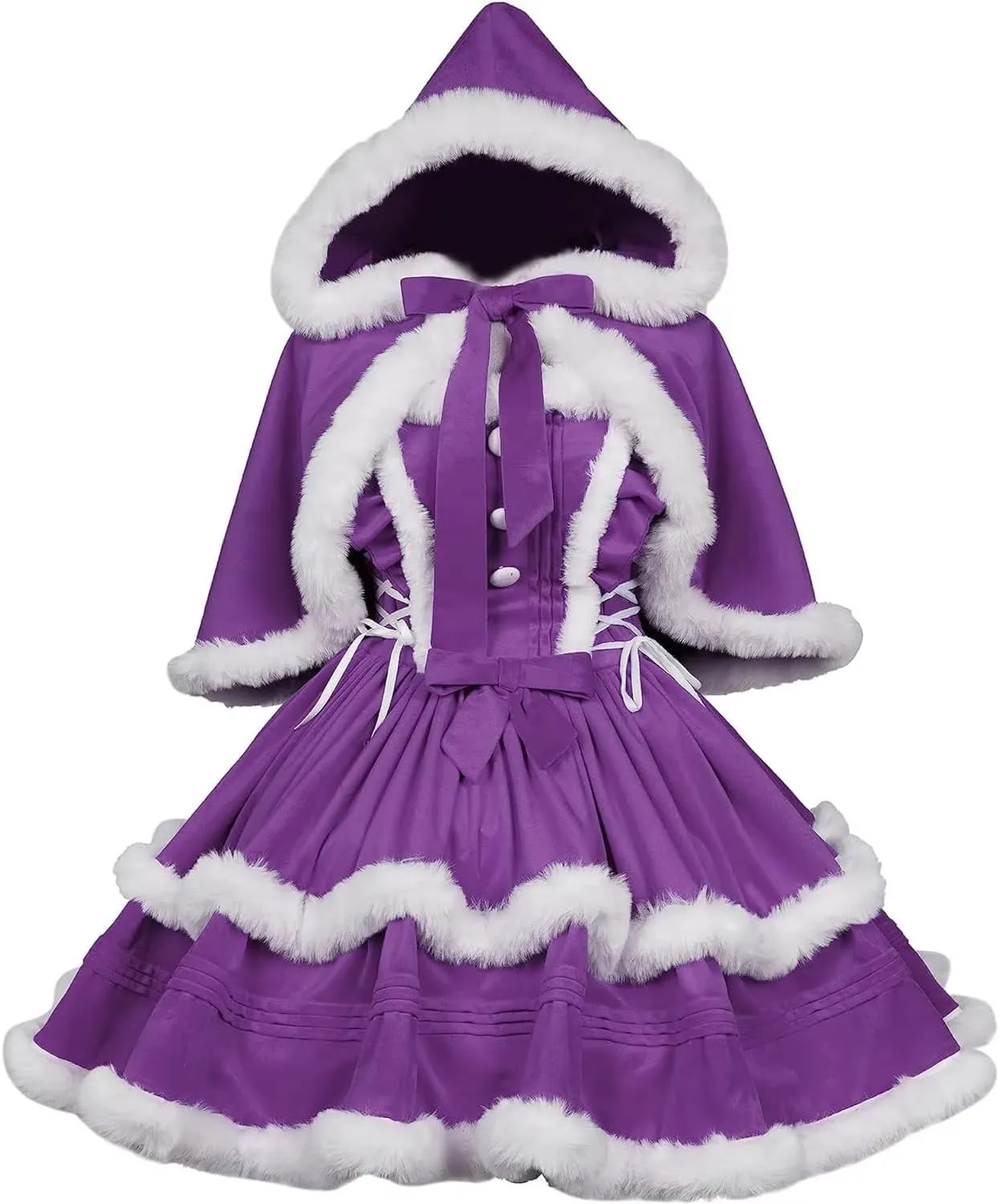 Christmas Dresses for Women Solid Color Fashion Warm Halter Dress Suit with Cloak,Women's Santa Claus Dress