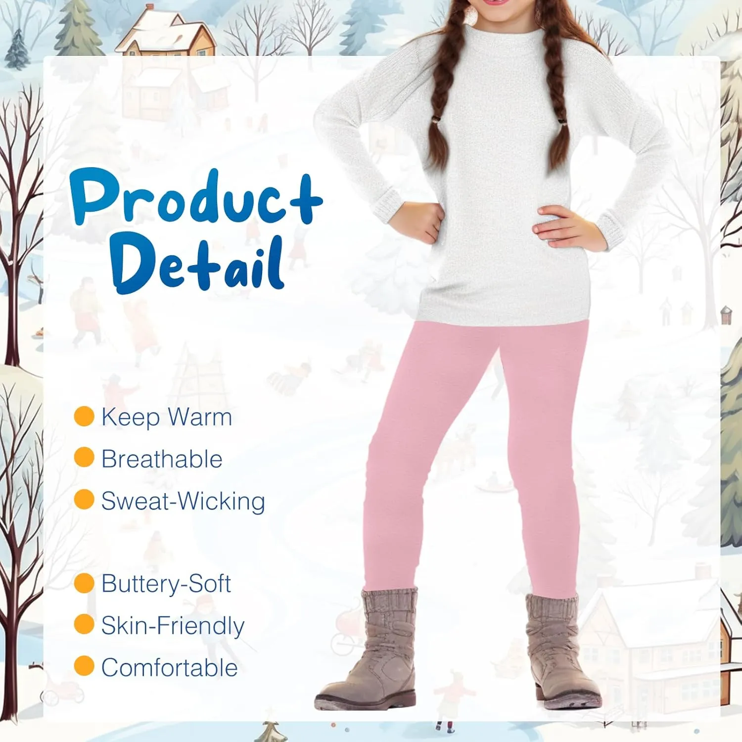 Chuarry Girls Winter Leggings Fleece Lined Warm Basic Pants Thick for Kid Toddler