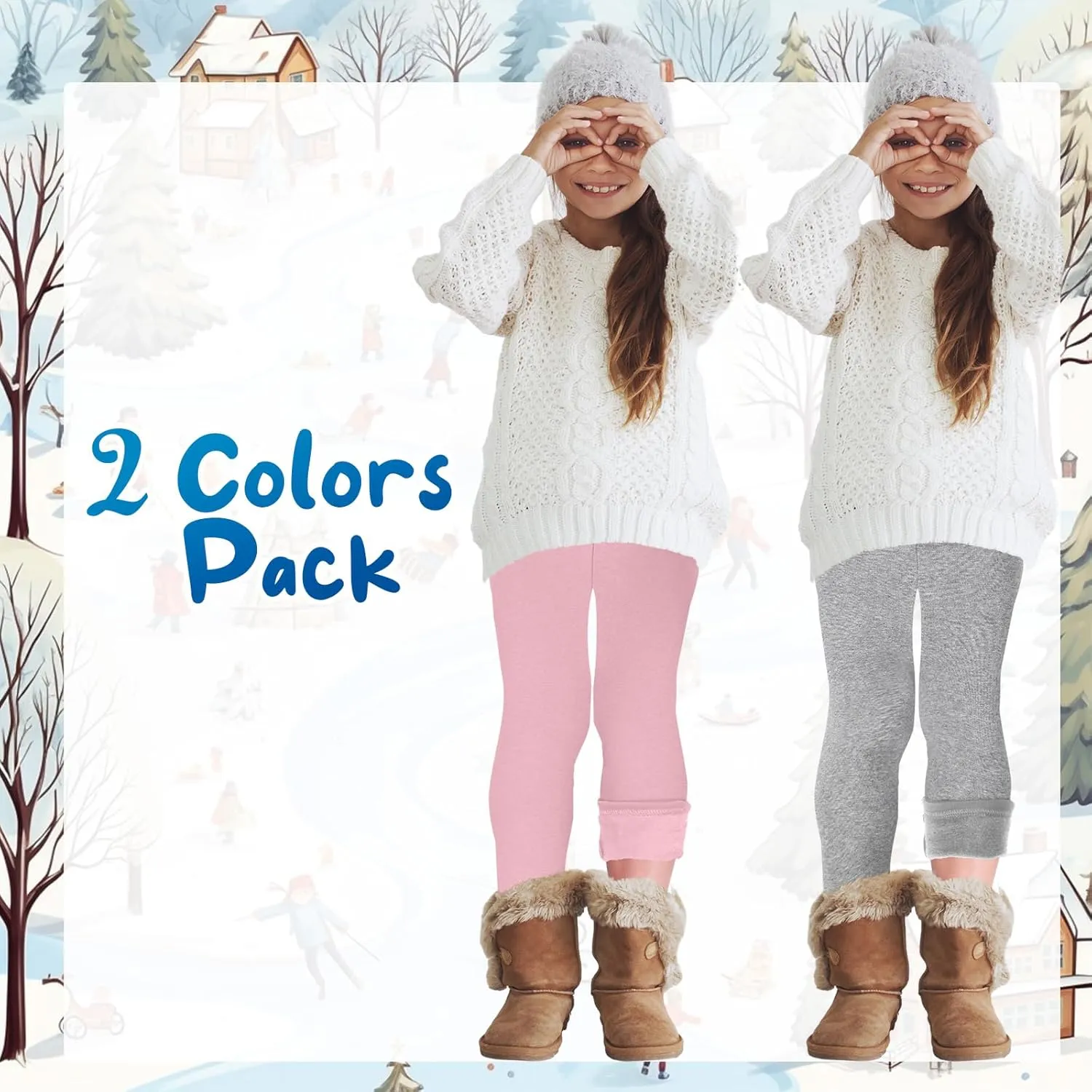 Chuarry Girls Winter Leggings Fleece Lined Warm Basic Pants Thick for Kid Toddler