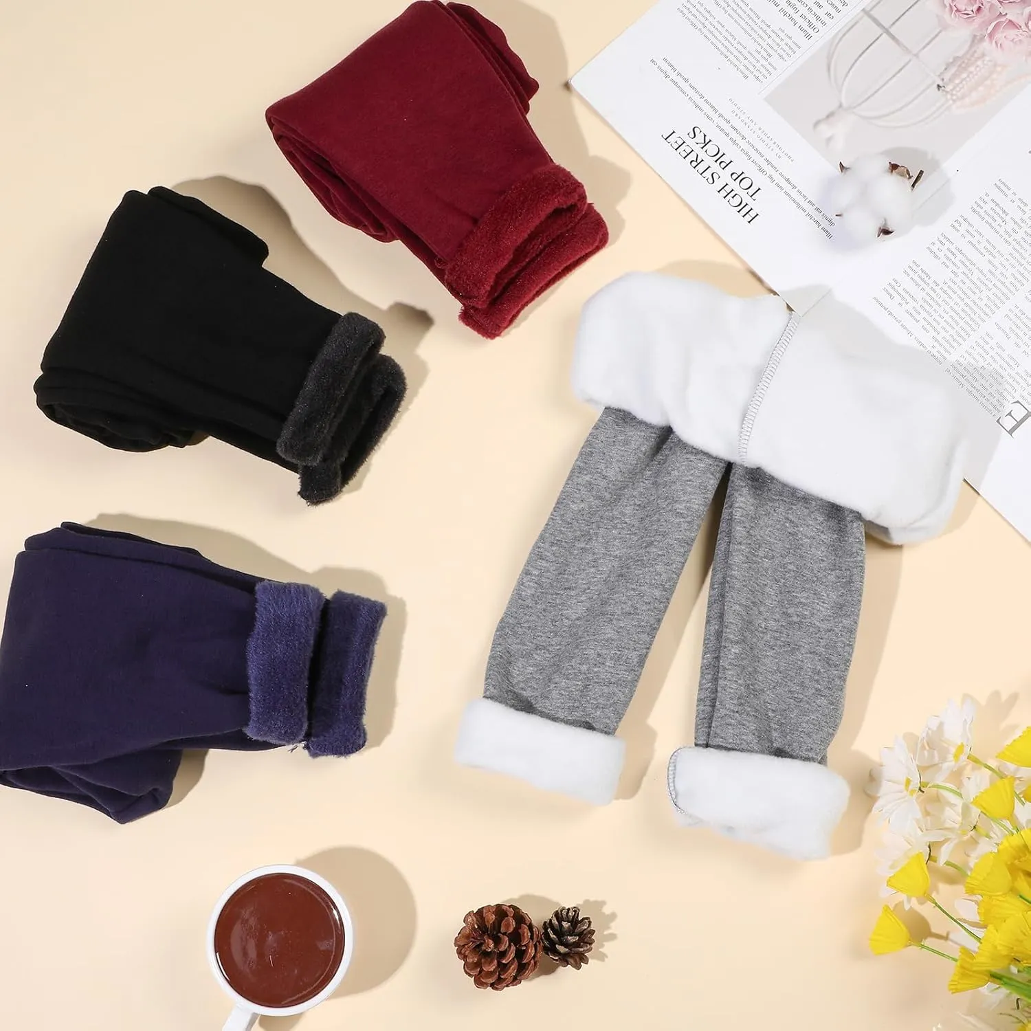 Chuarry Girls Winter Leggings Fleece Lined Warm Basic Pants Thick for Kid Toddler